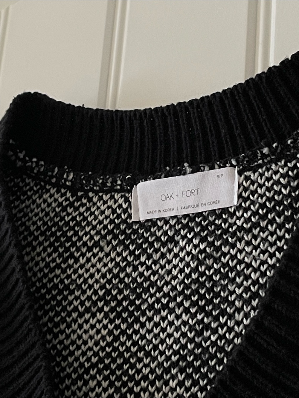 Oak + Fort Houndstooth V-Neck Sweater Vest - Black/White - Picture 3 of 3